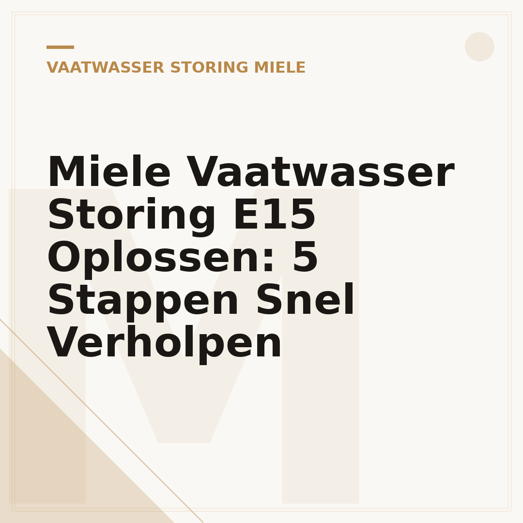 Miele Vaatwasser Storing E15 Oplossen: 5 Stappen Snel Verholpen