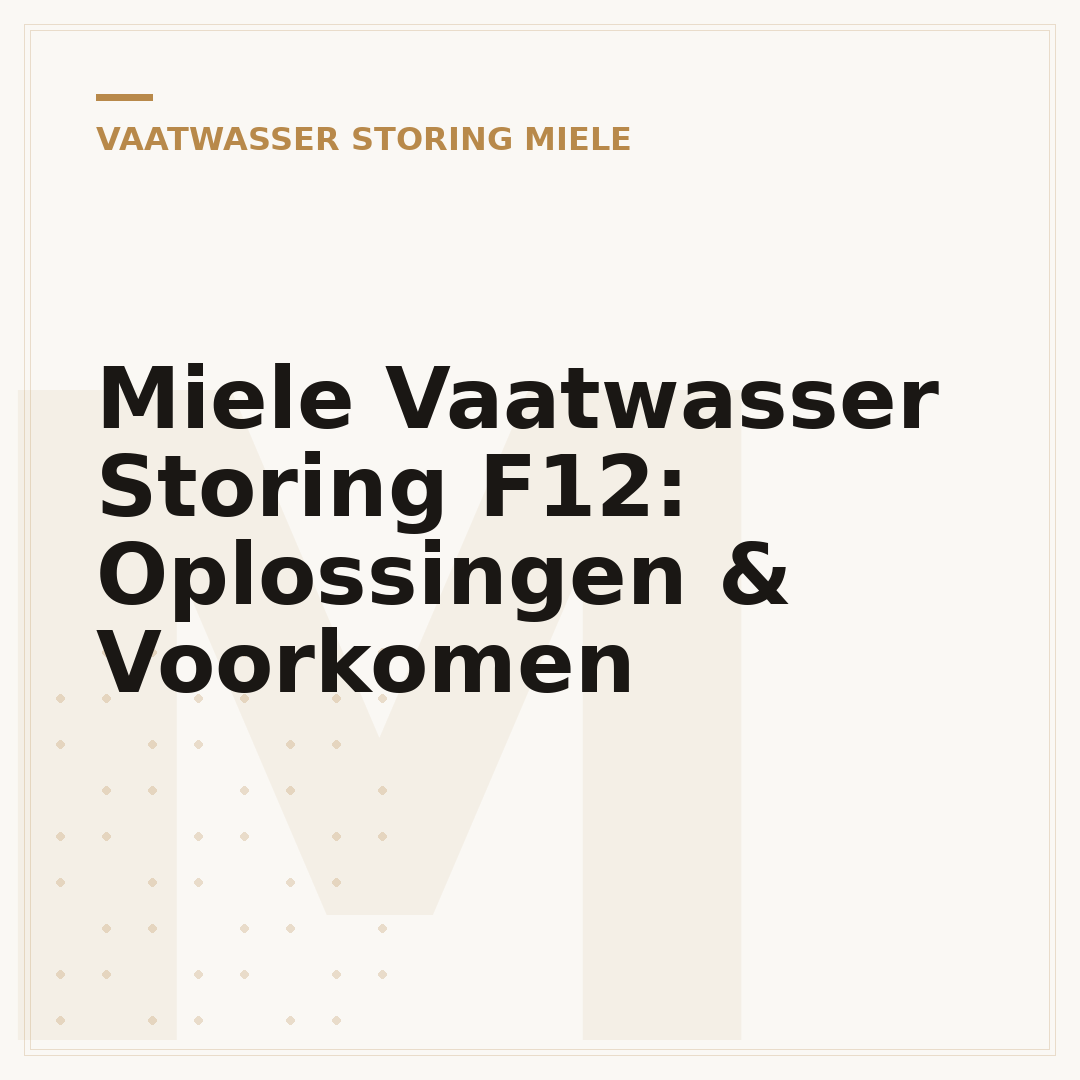 Miele Vaatwasser Storing F12: Oplossingen & Voorkomen
