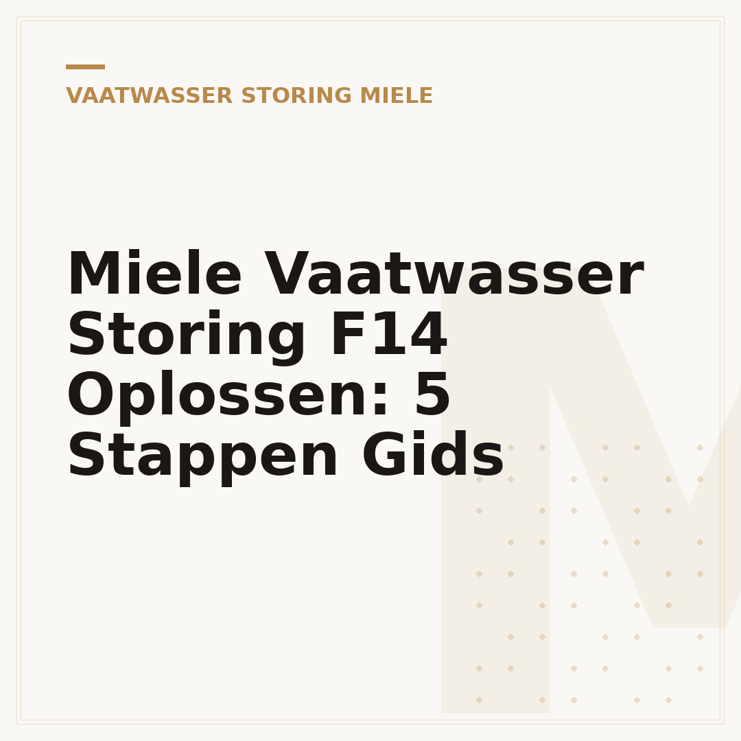 Miele Vaatwasser Storing F14 Oplossen: 5 Stappen Gids