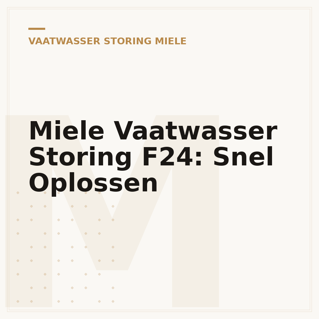 Miele Vaatwasser Storing F24: Snel Oplossen