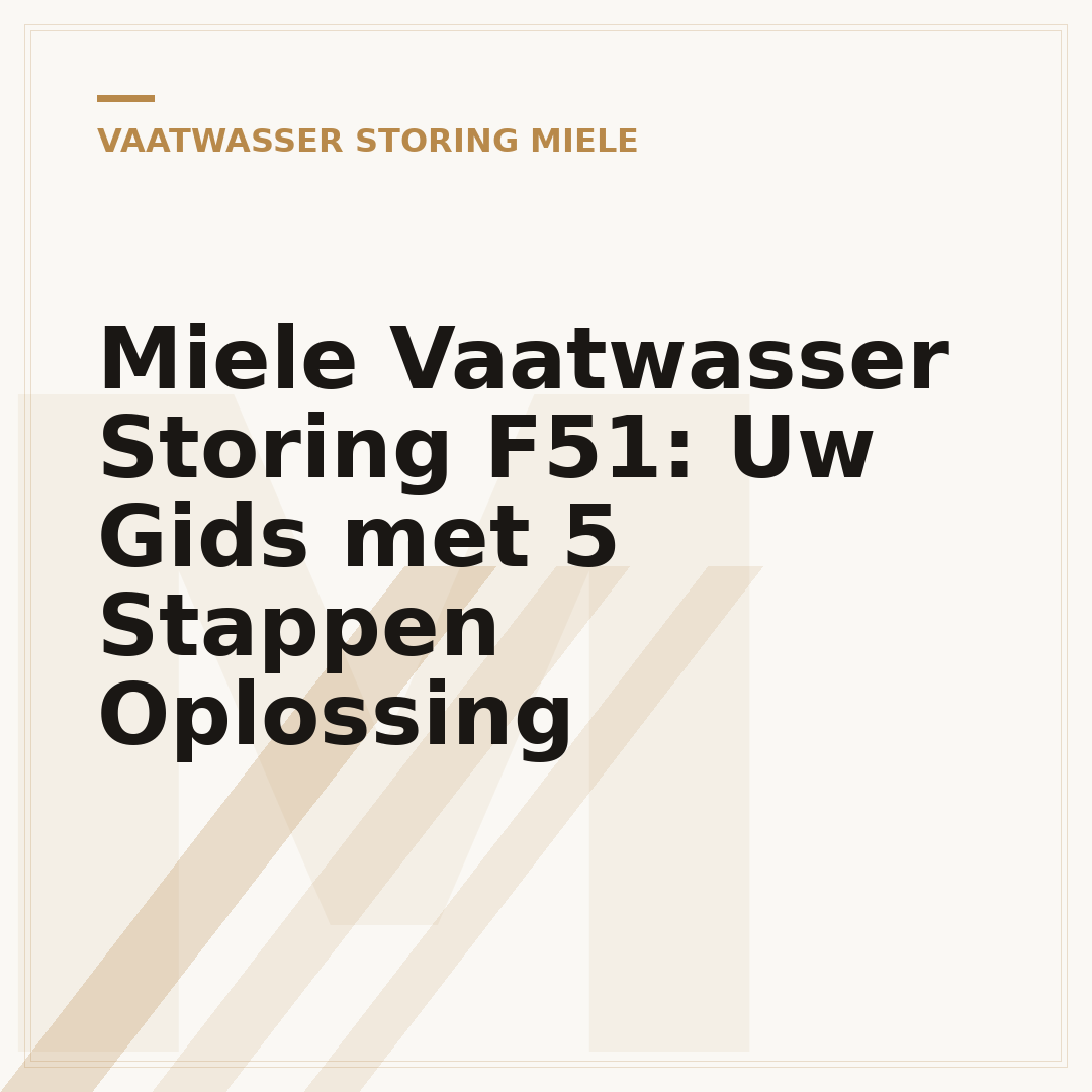 Miele Vaatwasser Storing F51: Uw Gids met 5 Stappen Oplossing