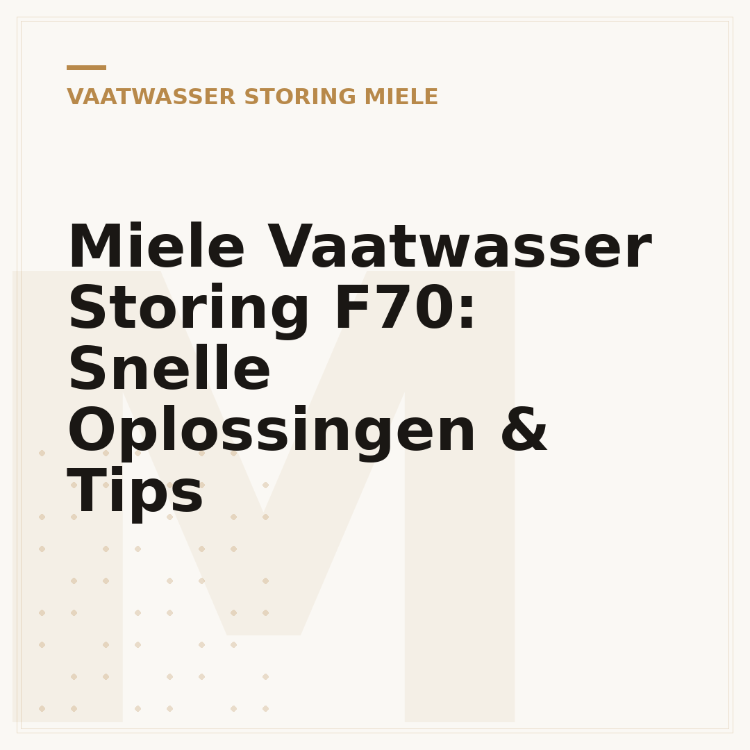 Miele Vaatwasser Storing F70: Snelle Oplossingen & Tips