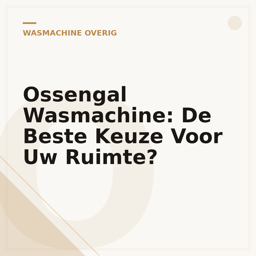 Ossengal Wasmachine: De Beste Keuze Voor Uw Ruimte?
