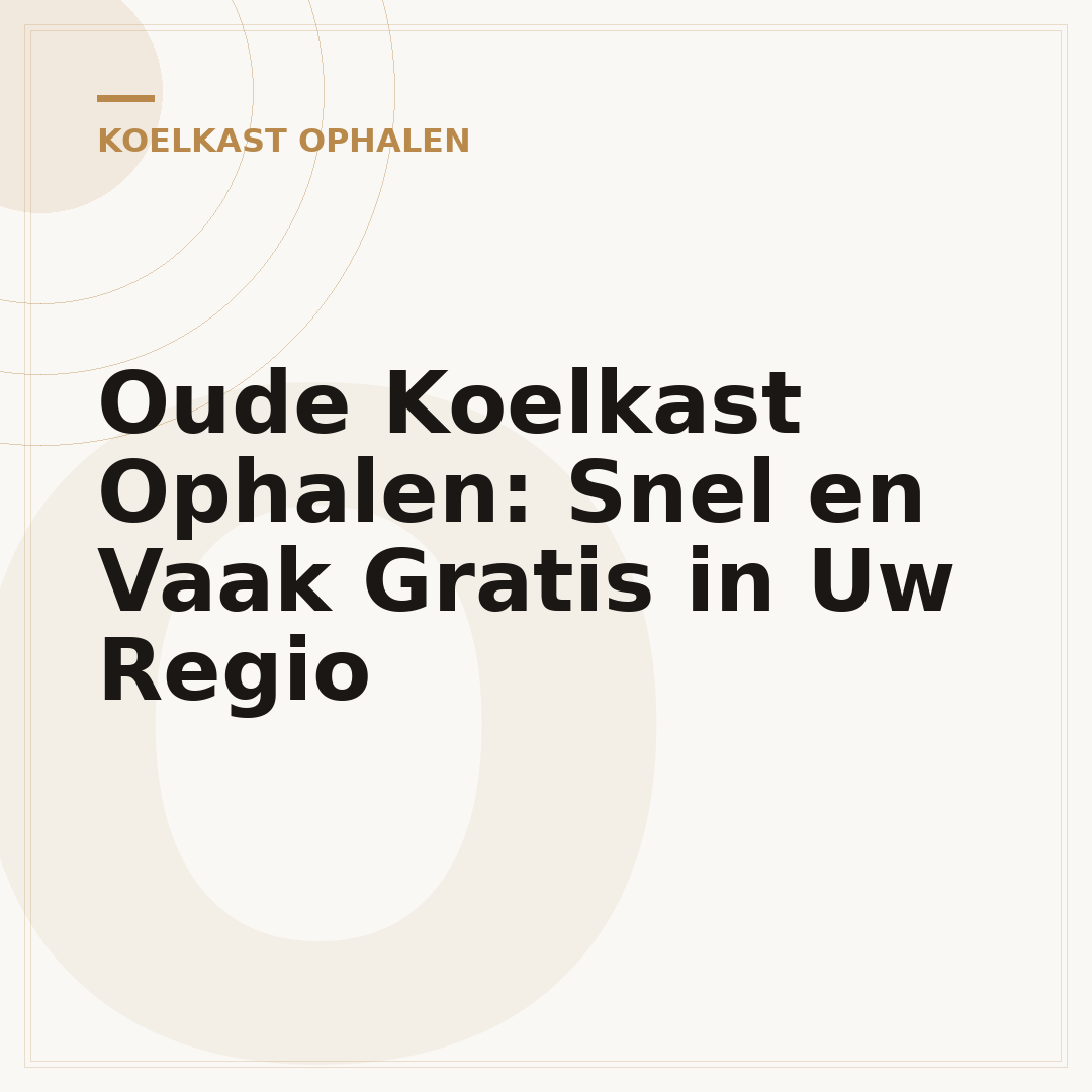 Oude Koelkast Ophalen: Snel en Vaak Gratis in Uw Regio