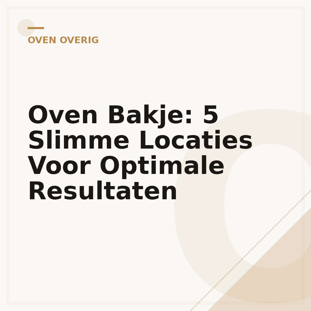 Oven Bakje: 5 Slimme Locaties Voor Optimale Resultaten