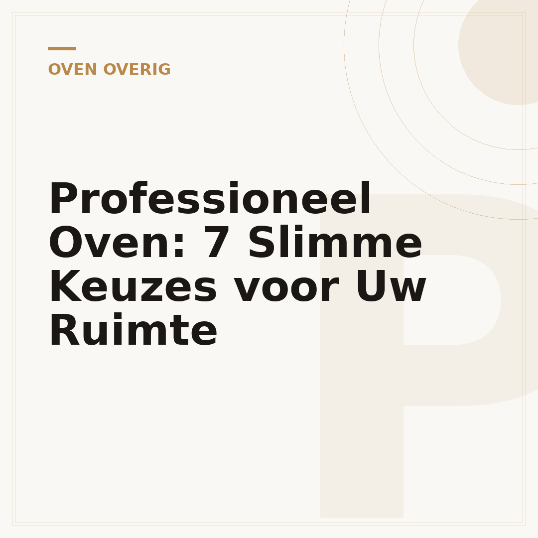 Professioneel Oven: 7 Slimme Keuzes voor Uw Ruimte