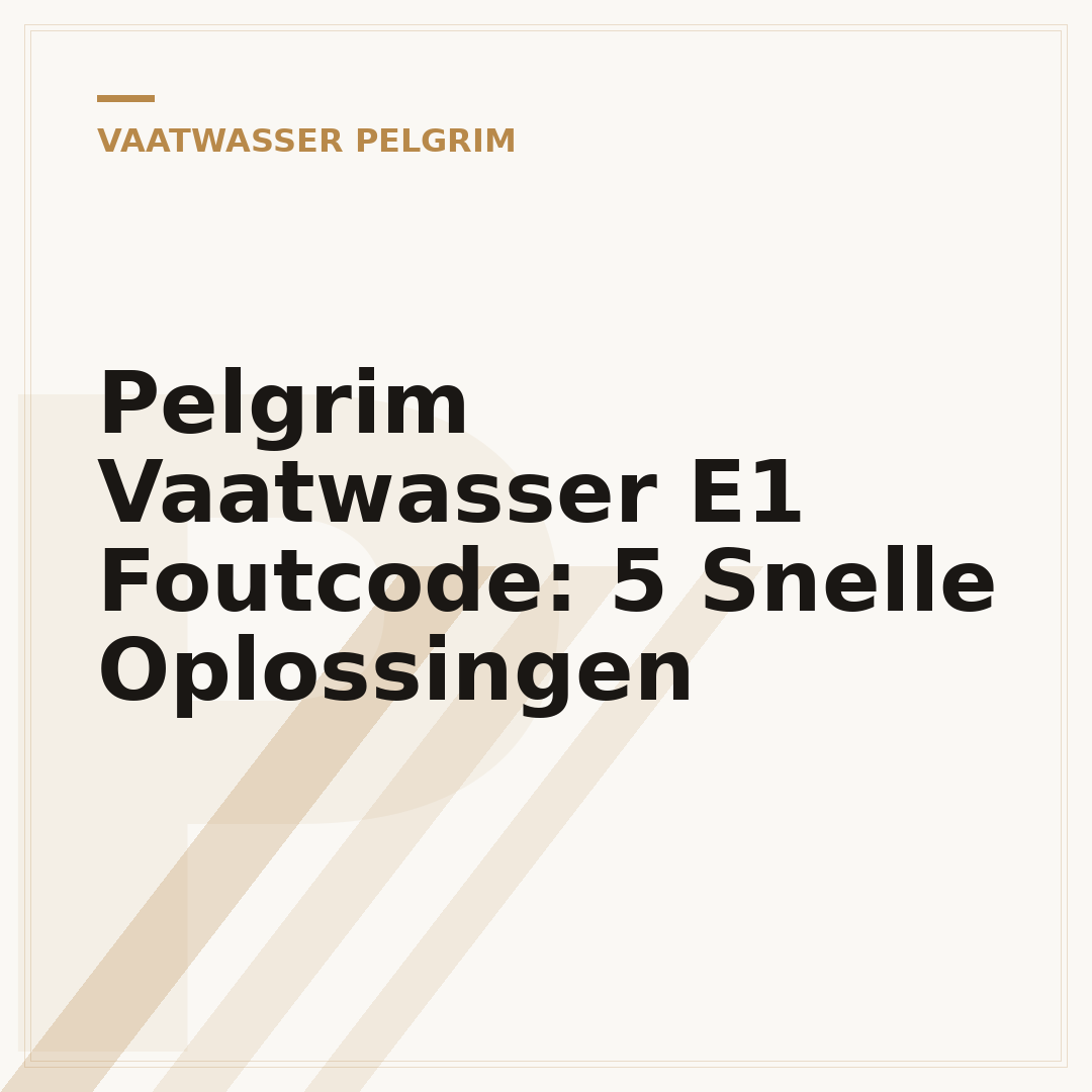 Pelgrim Vaatwasser E1 Foutcode: 5 Snelle Oplossingen