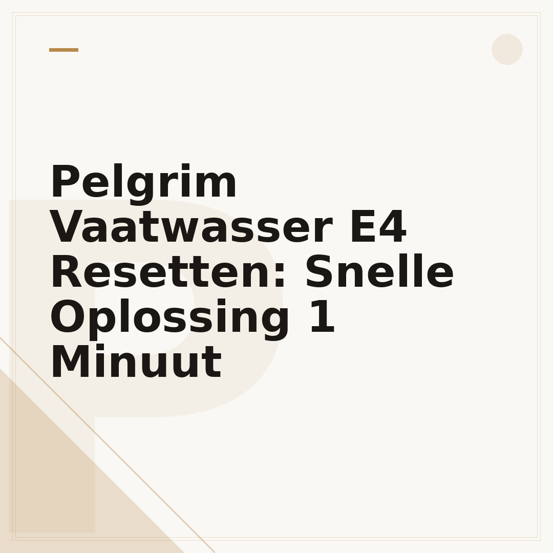 Pelgrim Vaatwasser E4 Resetten: Snelle Oplossing 1 Minuut