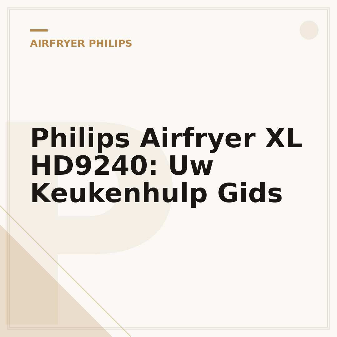 Philips Airfryer XL HD9240: Uw Keukenhulp Gids