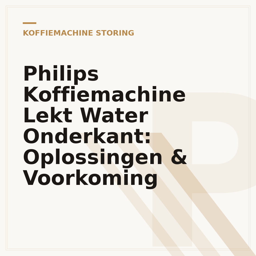 Philips Koffiemachine Lekt Water Onderkant: Oplossingen & Voorkoming