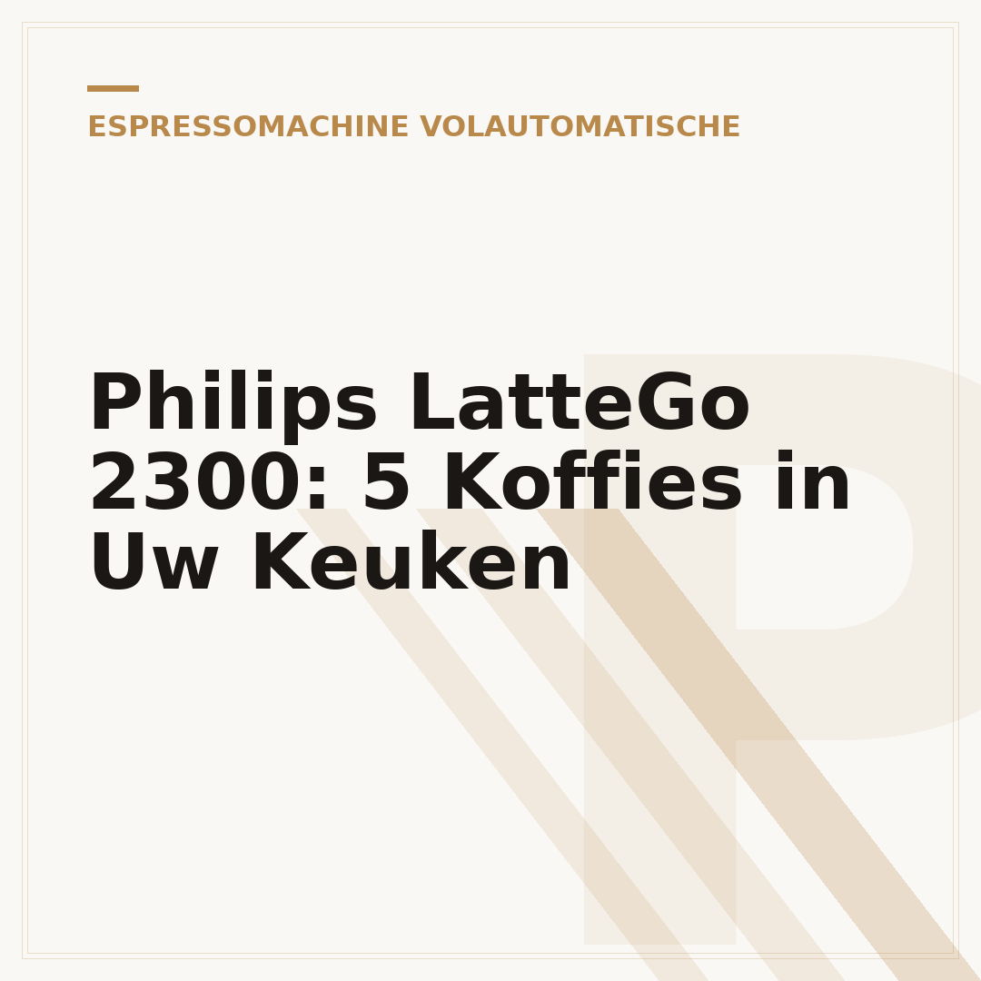 Philips LatteGo 2300: 5 Koffies in Uw Keuken