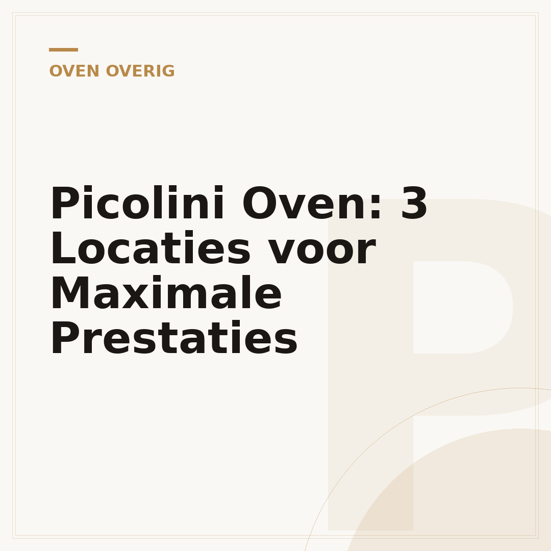 Picolini Oven: 3 Locaties voor Maximale Prestaties