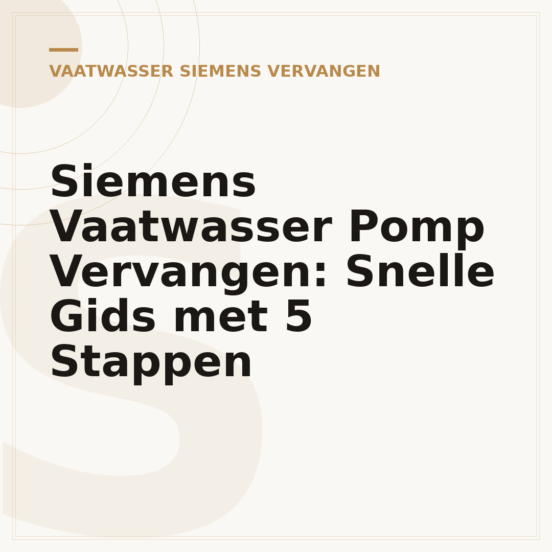 Siemens Vaatwasser Pomp Vervangen: Snelle Gids met 5 Stappen
