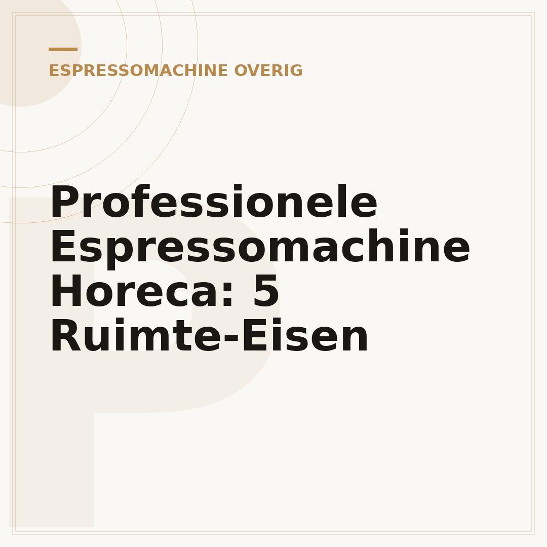 Professionele Espressomachine Horeca: 5 Ruimte-Eisen