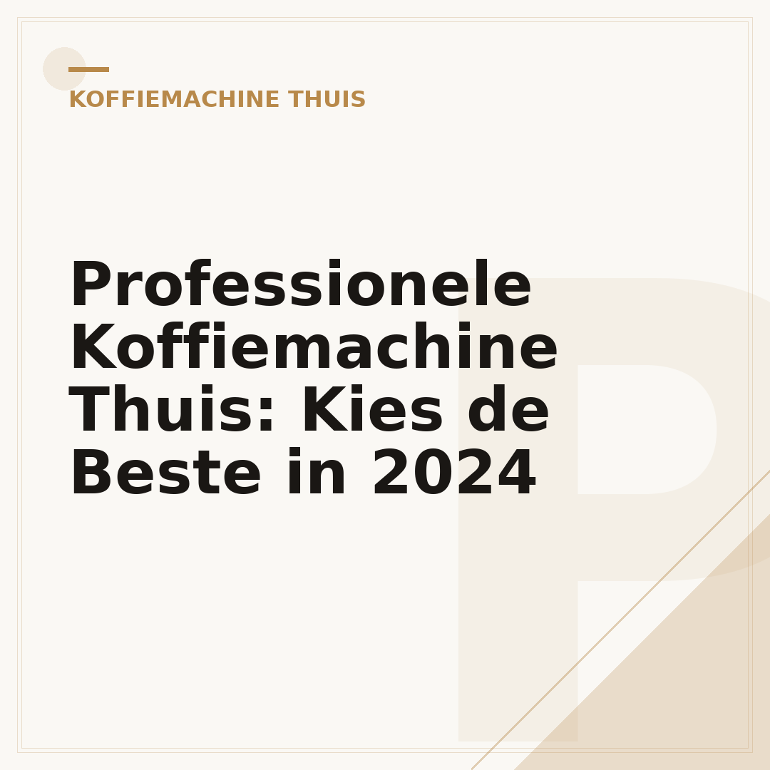 Professionele Koffiemachine Thuis: Kies de Beste in 2024