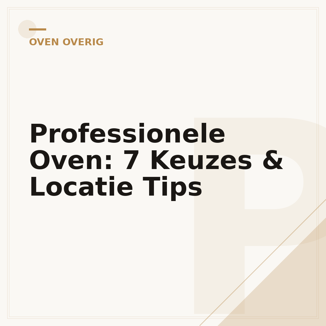 Professionele Oven: 7 Keuzes & Locatie Tips