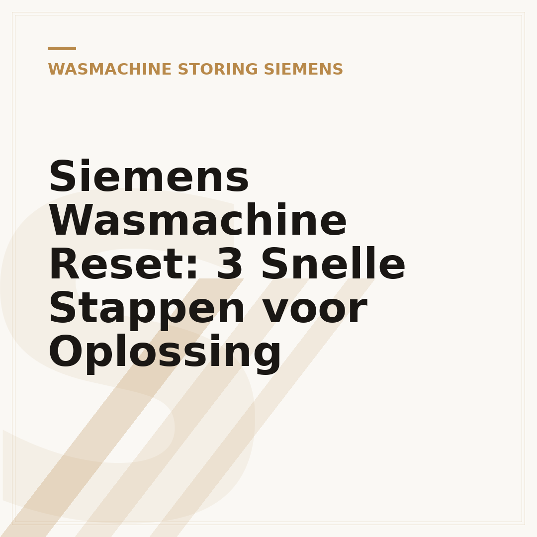 Siemens Wasmachine Reset: 3 Snelle Stappen voor Oplossing