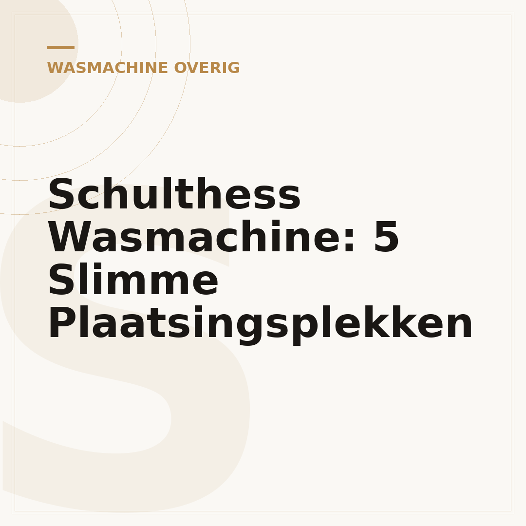 Schulthess Wasmachine: 5 Slimme Plaatsingsplekken