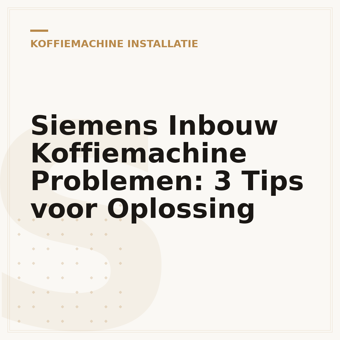 Siemens Inbouw Koffiemachine Problemen: 3 Tips voor Oplossing
