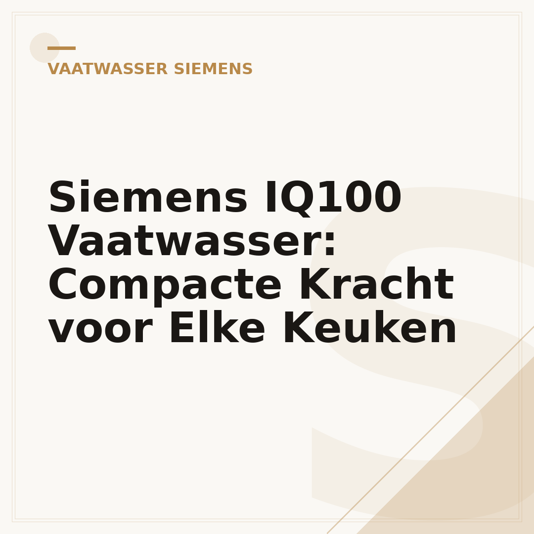 Siemens IQ100 Vaatwasser: Compacte Kracht voor Elke Keuken