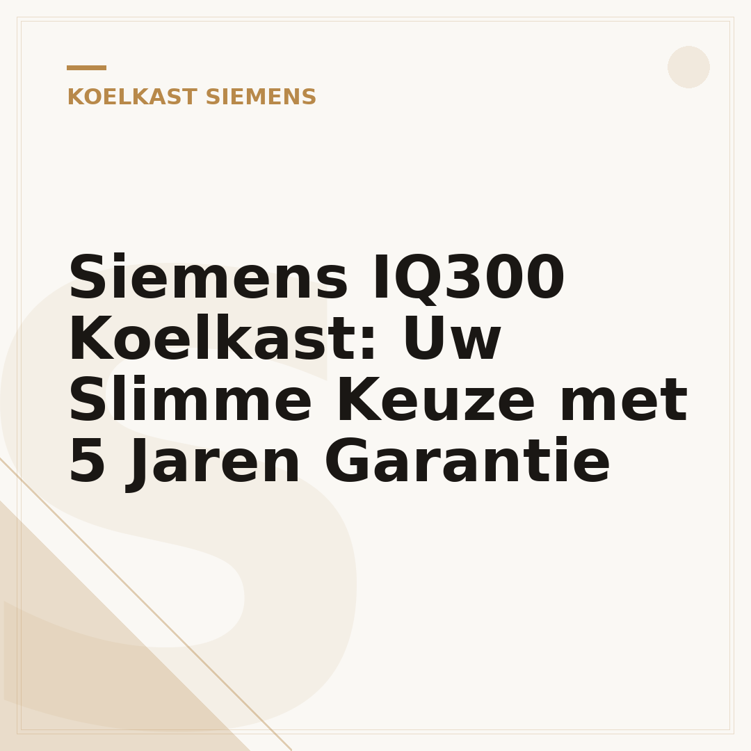 Siemens IQ300 Koelkast: Uw Slimme Keuze met 5 Jaren Garantie