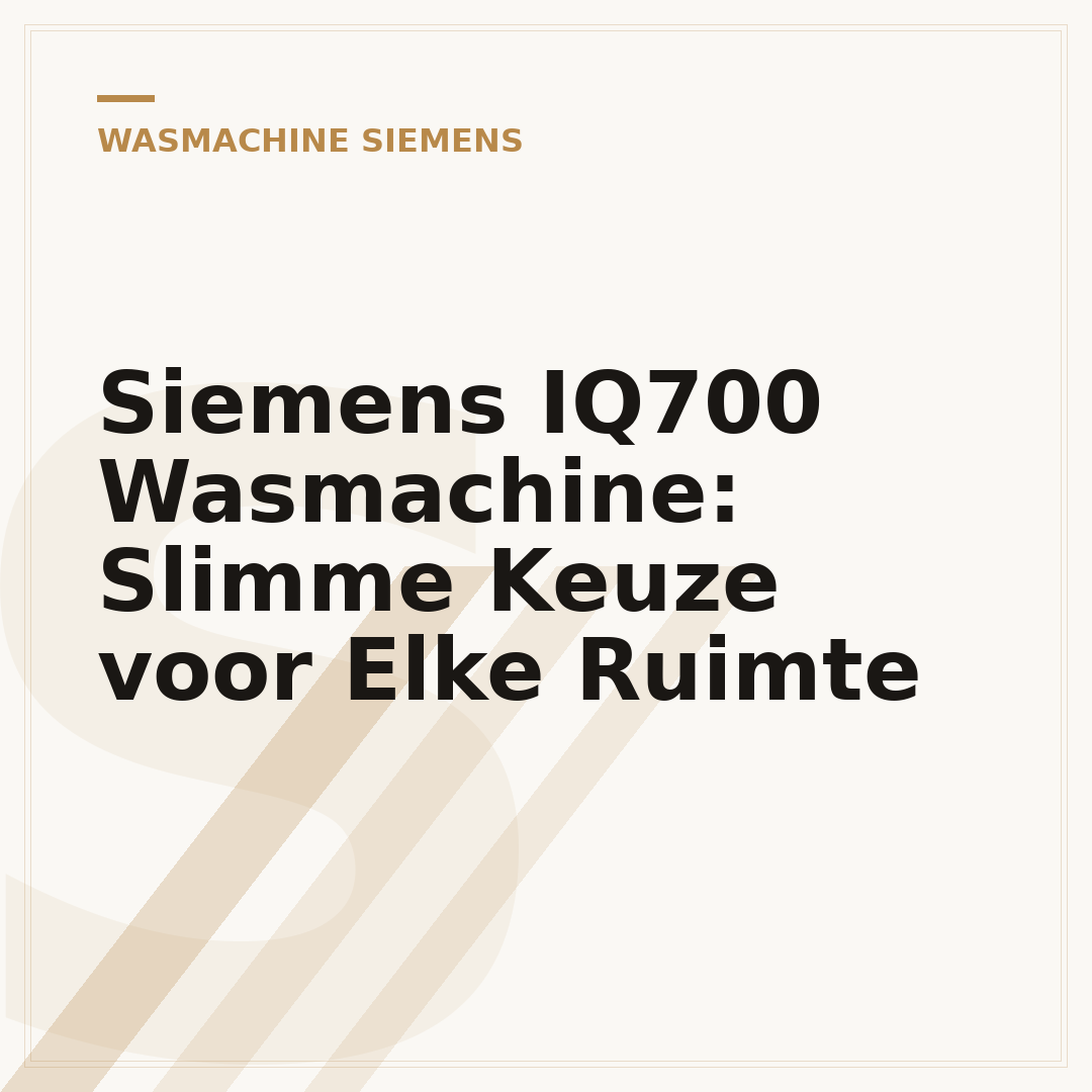 Siemens IQ700 Wasmachine: Slimme Keuze voor Elke Ruimte