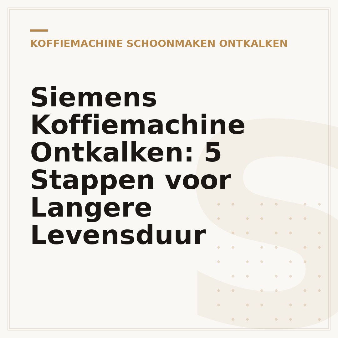 Siemens Koffiemachine Ontkalken: 5 Stappen voor Langere Levensduur