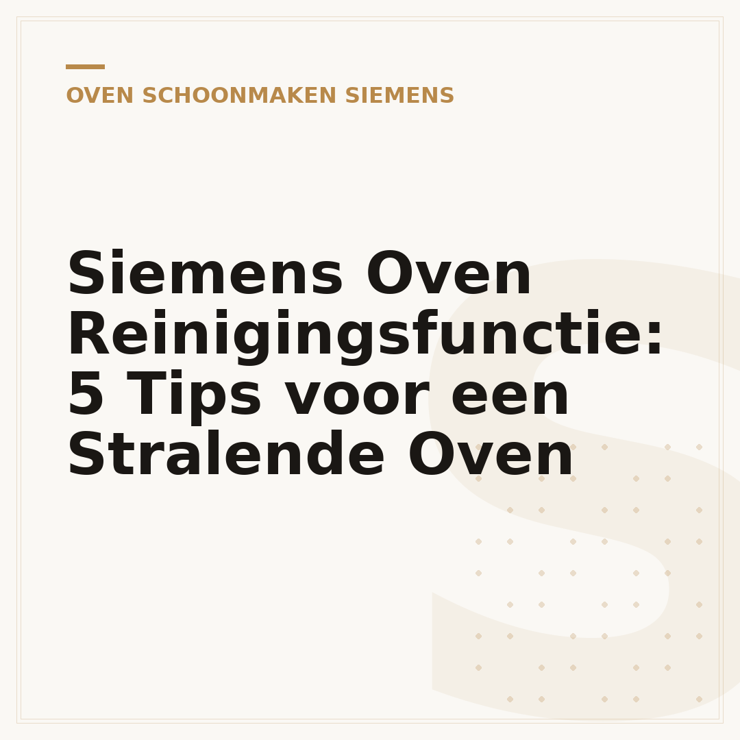 Siemens Oven Reinigingsfunctie: 5 Tips voor een Stralende Oven