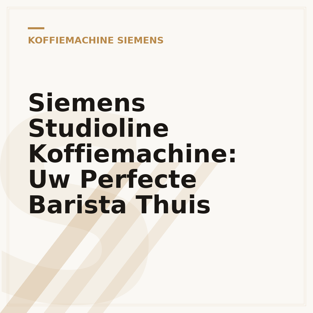 Siemens Studioline Koffiemachine: Uw Perfecte Barista Thuis