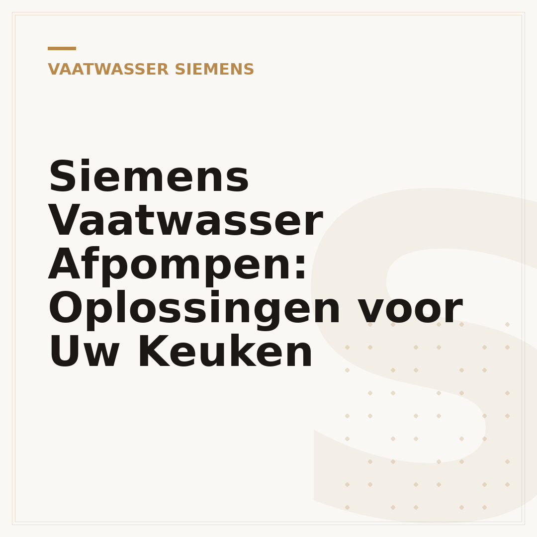 Siemens Vaatwasser Afpompen: Oplossingen voor Uw Keuken
