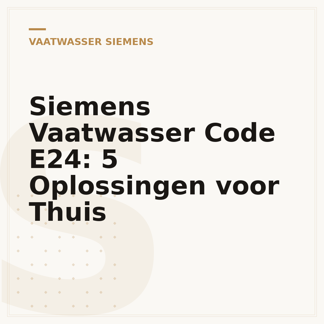 Siemens Vaatwasser Code E24: 5 Oplossingen voor Thuis