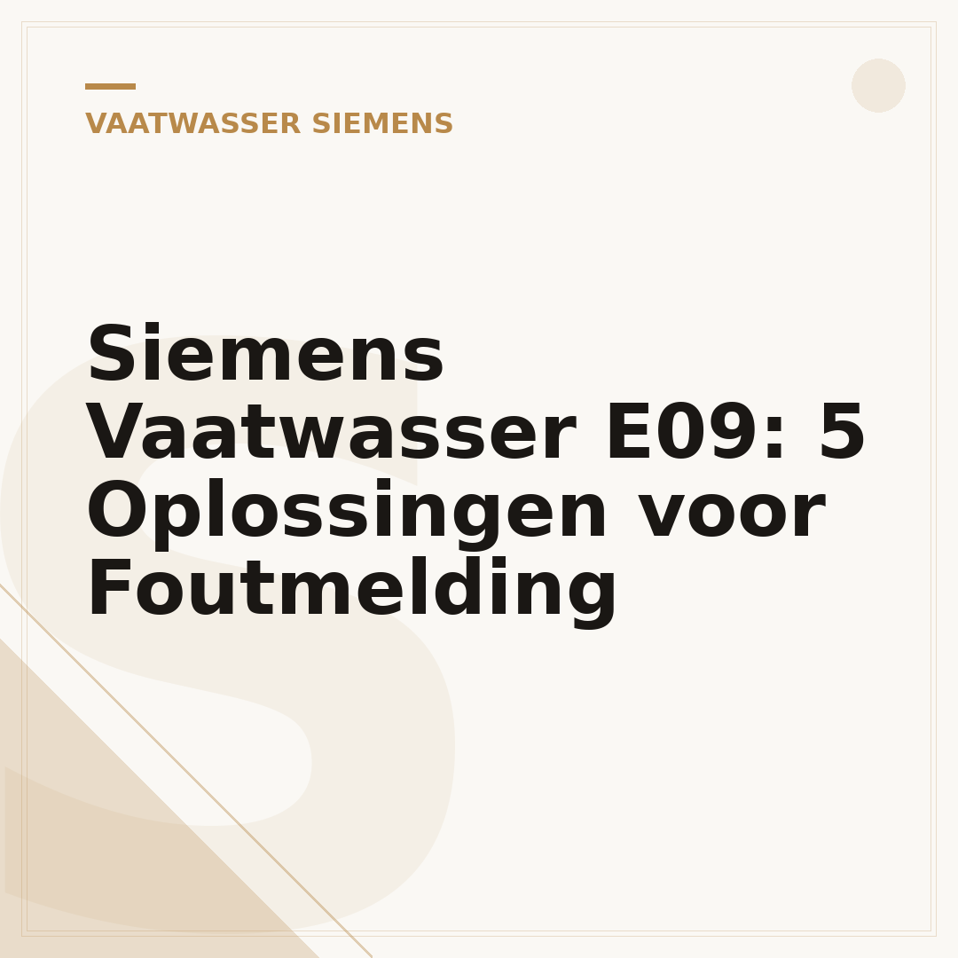 Siemens Vaatwasser E09: 5 Oplossingen voor Foutmelding
