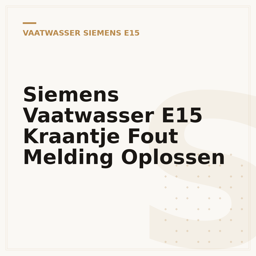 Siemens Vaatwasser E15 Kraantje Fout Melding Oplossen