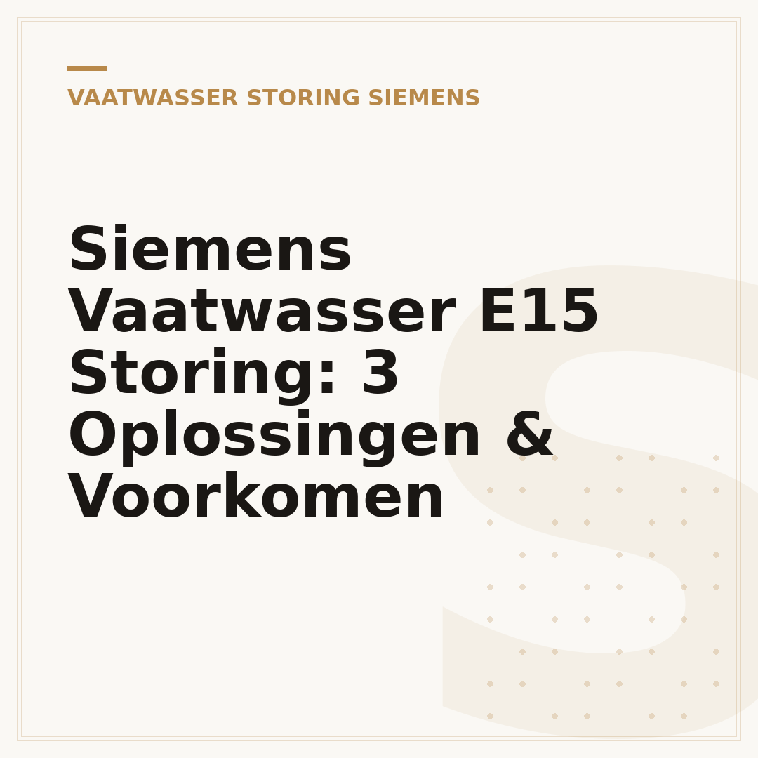 Siemens Vaatwasser E15 Storing: 3 Oplossingen & Voorkomen