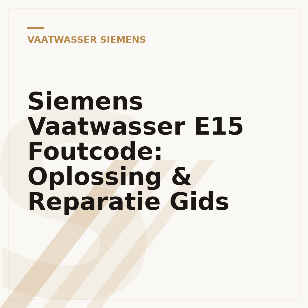 Siemens Vaatwasser E15 Foutcode: Oplossing & Reparatie Gids