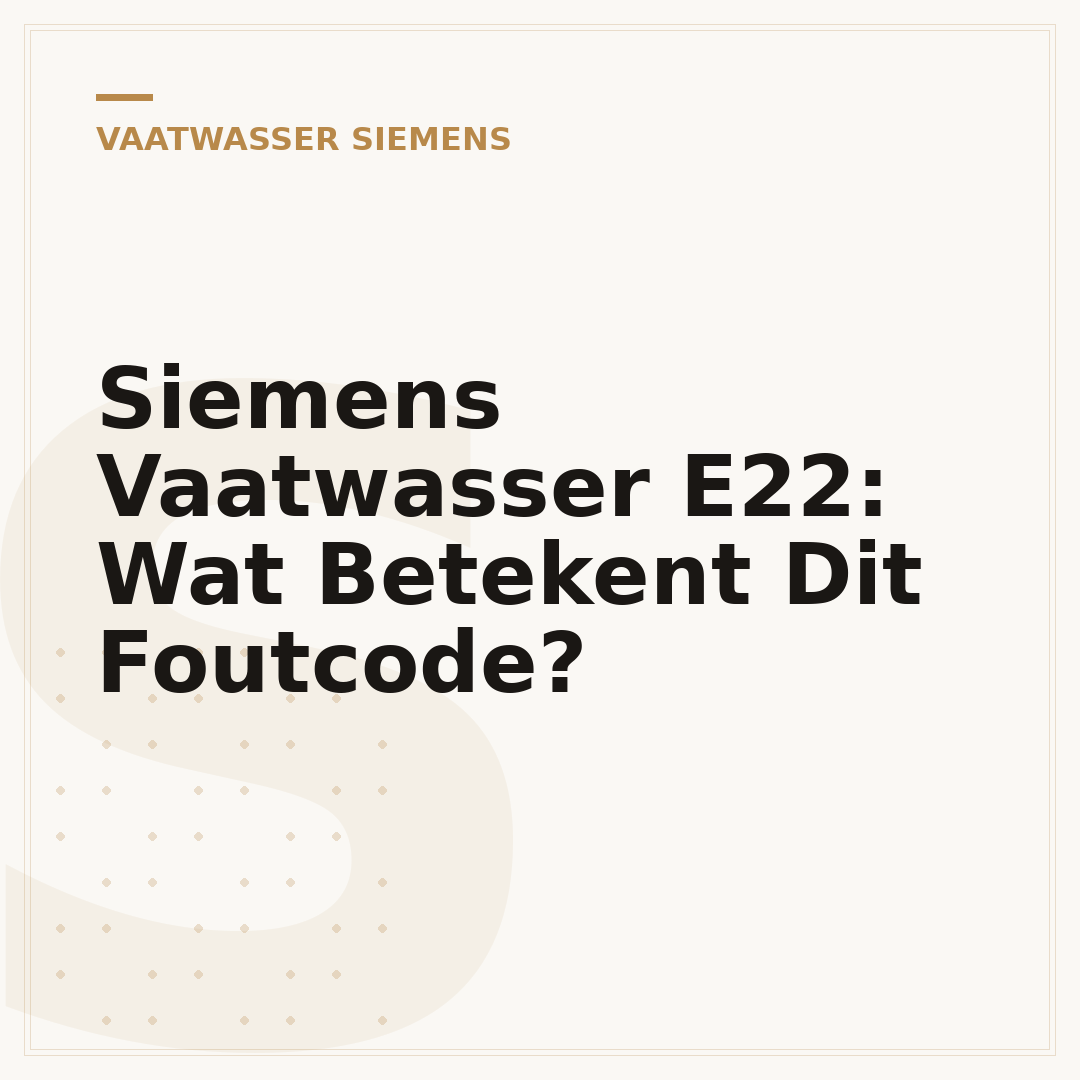 Siemens Vaatwasser E22: Wat Betekent Dit Foutcode?
