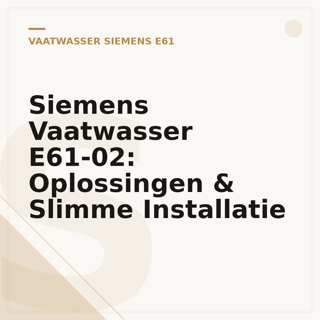 Siemens Vaatwasser E61-02: Oplossingen & Slimme Installatie