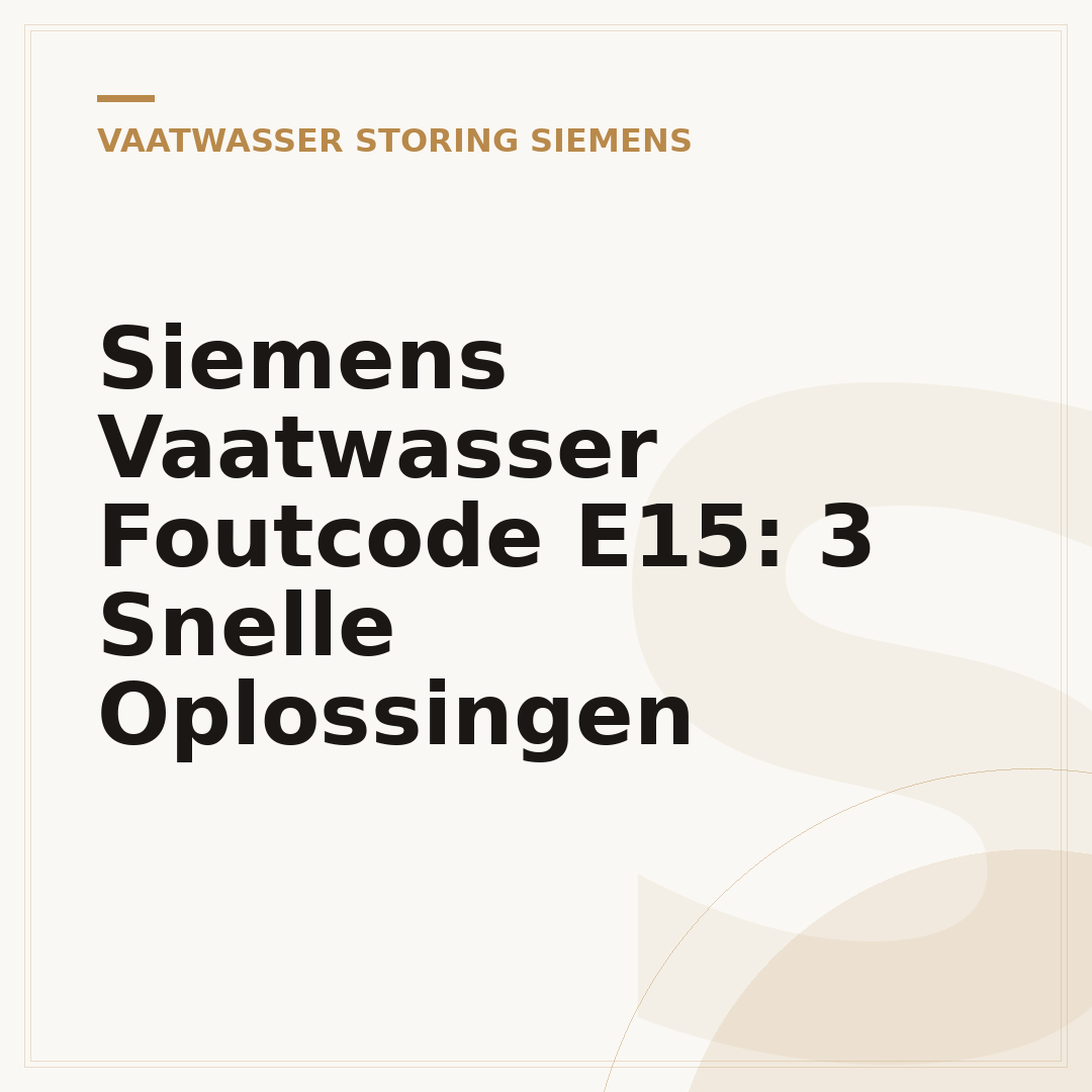Siemens Vaatwasser Foutcode E15: 3 Snelle Oplossingen