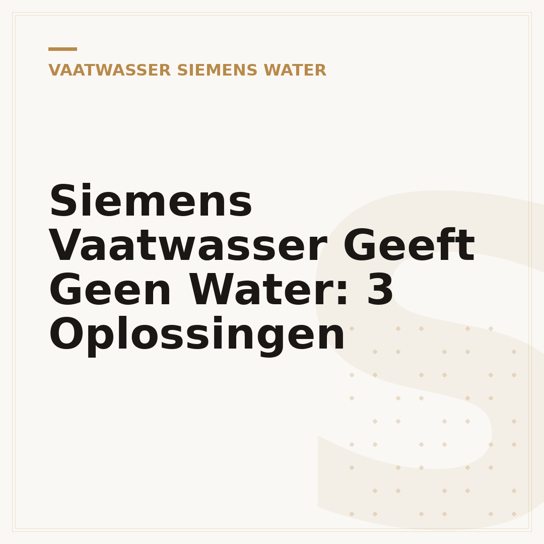 Siemens Vaatwasser Geeft Geen Water: 3 Oplossingen