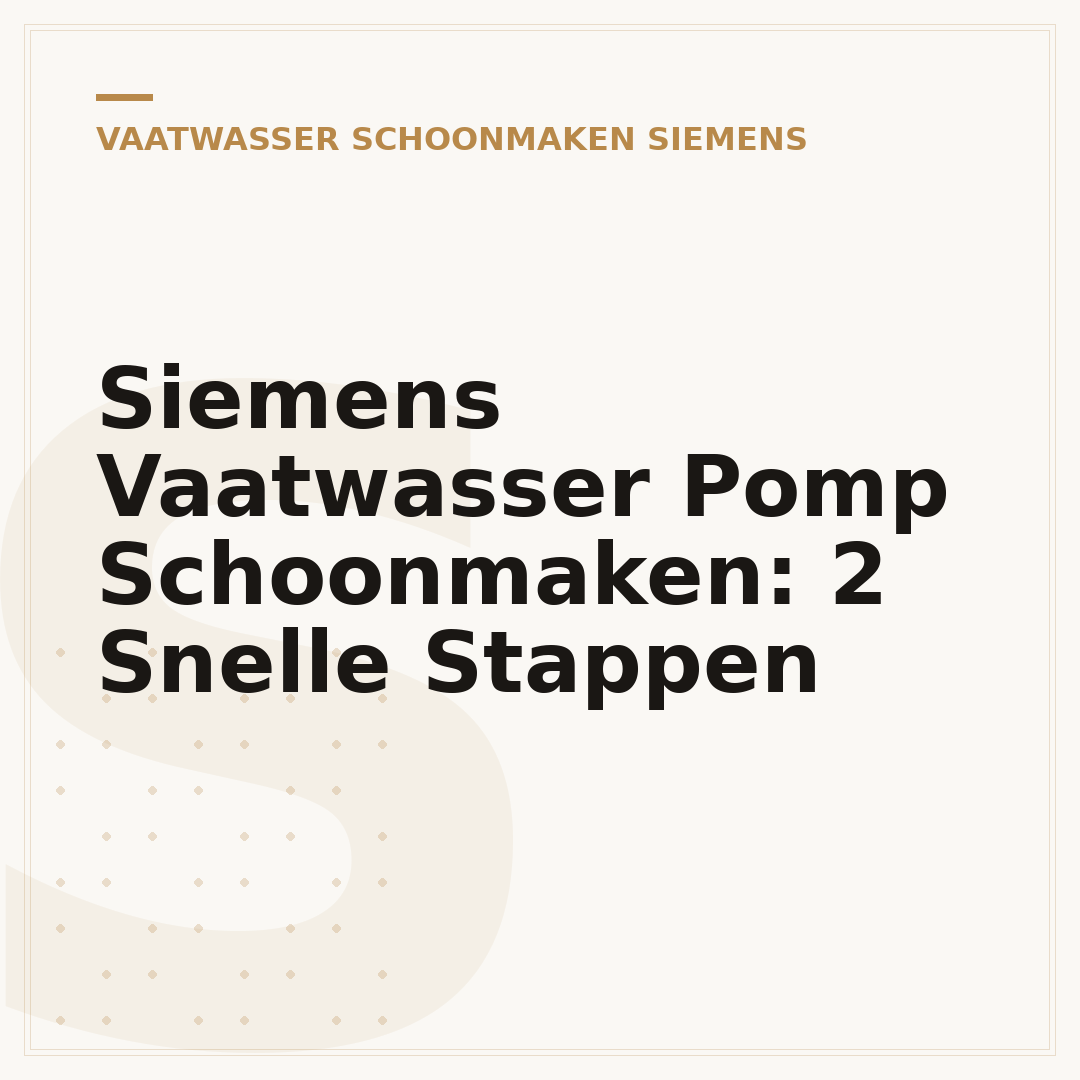 Siemens Vaatwasser Pomp Schoonmaken: 2 Snelle Stappen