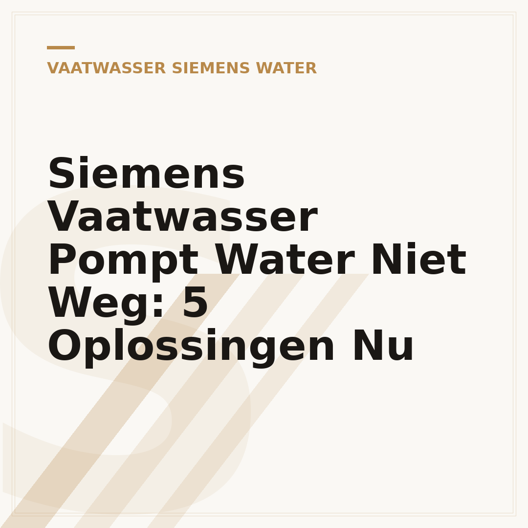 Siemens Vaatwasser Pompt Water Niet Weg: 5 Oplossingen Nu