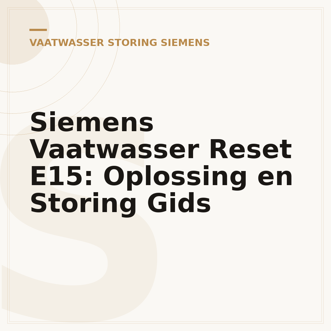Siemens Vaatwasser Reset E15: Oplossing en Storing Gids