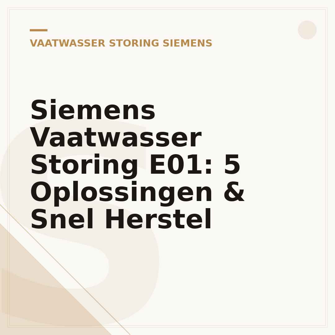 Siemens Vaatwasser Storing E01: 5 Oplossingen & Snel Herstel