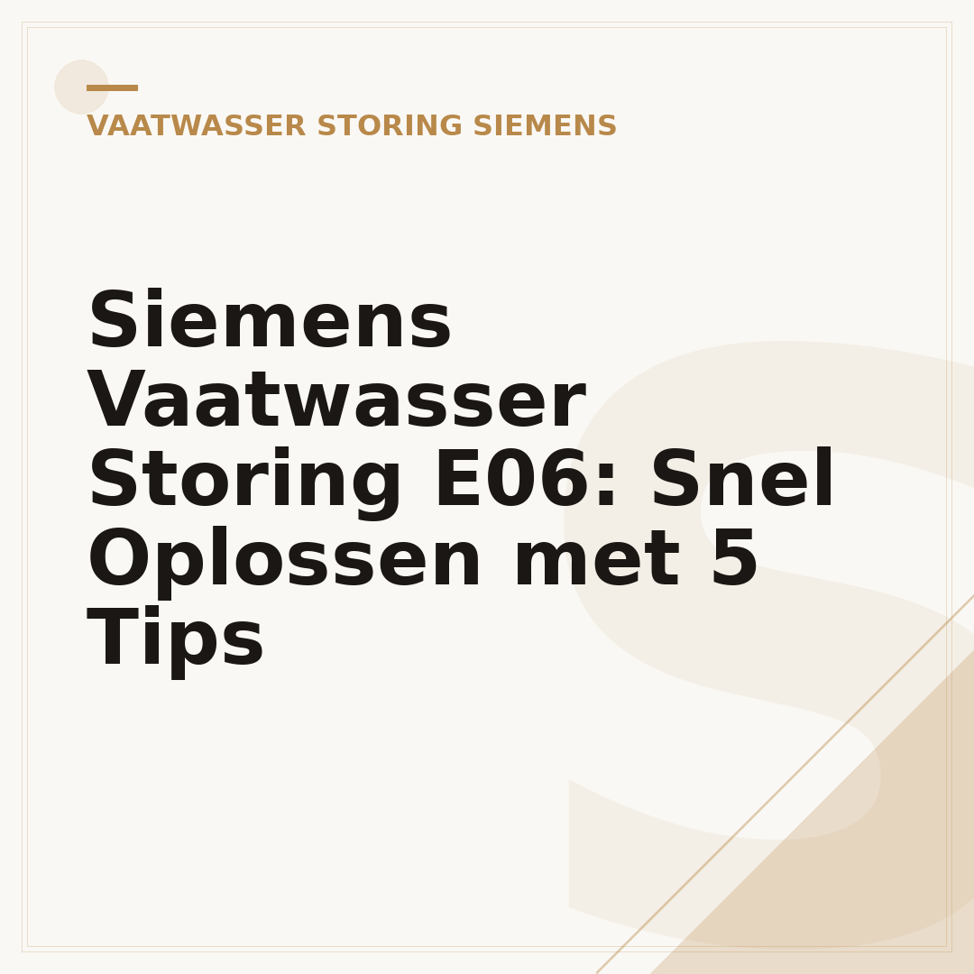 Siemens Vaatwasser Storing E06: Snel Oplossen met 5 Tips