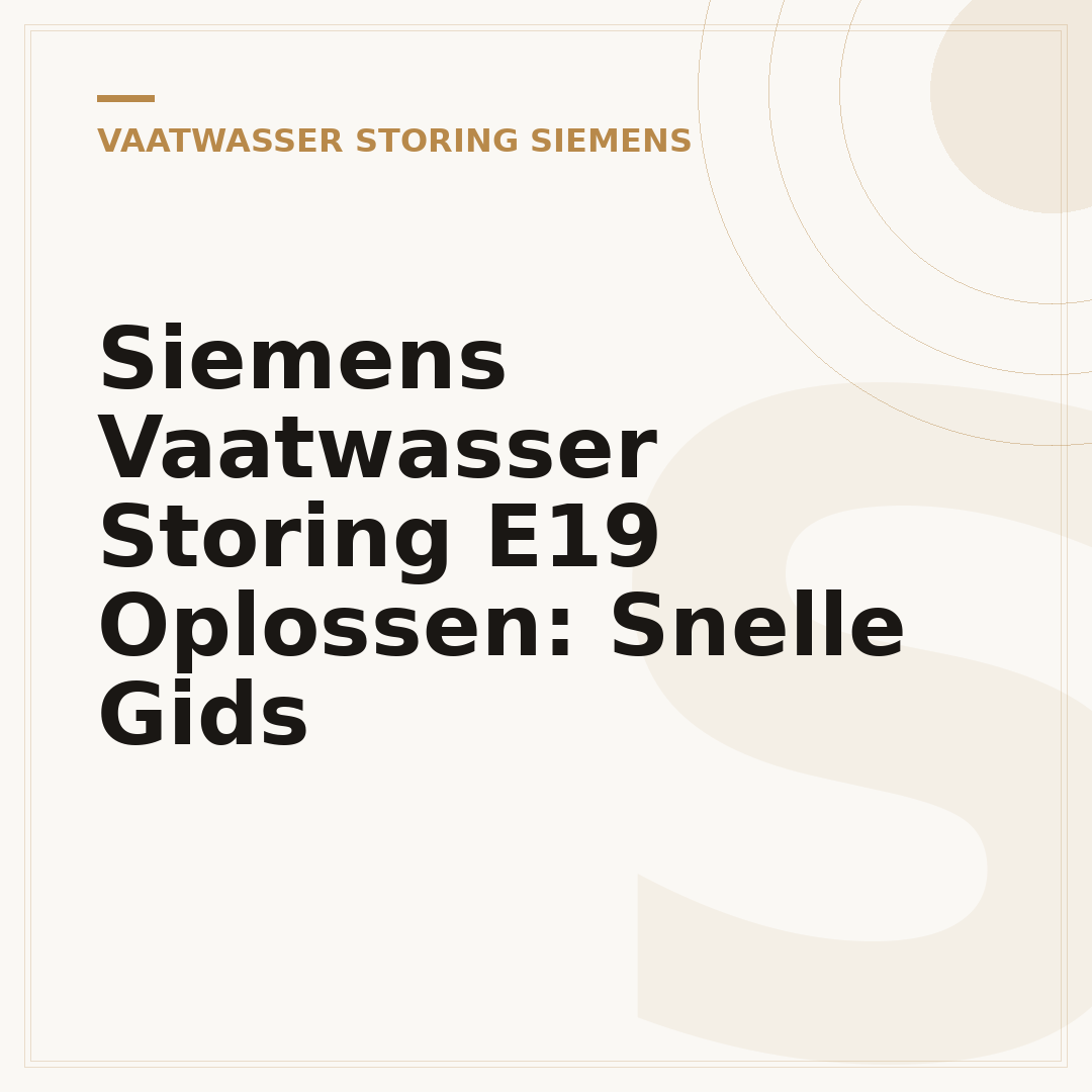 Siemens Vaatwasser Storing E19 Oplossen: Snelle Gids