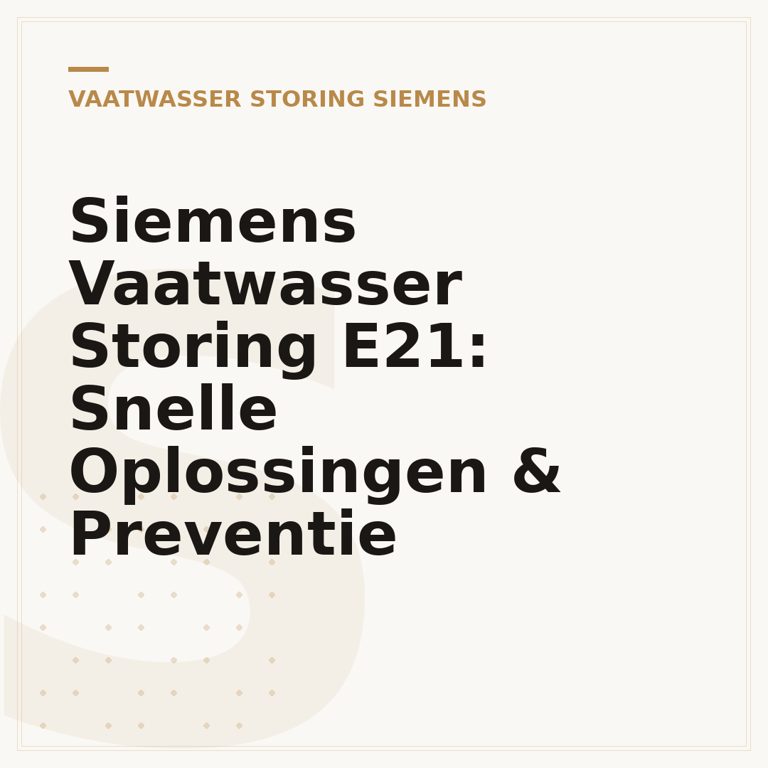 Siemens Vaatwasser Storing E21: Snelle Oplossingen & Preventie