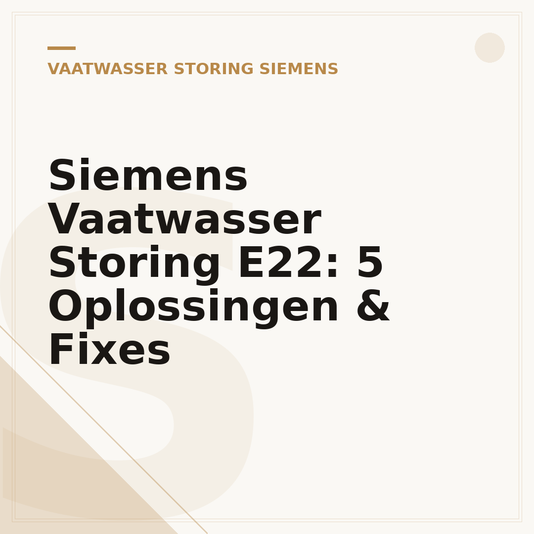 Siemens Vaatwasser Storing E22: 5 Oplossingen & Fixes