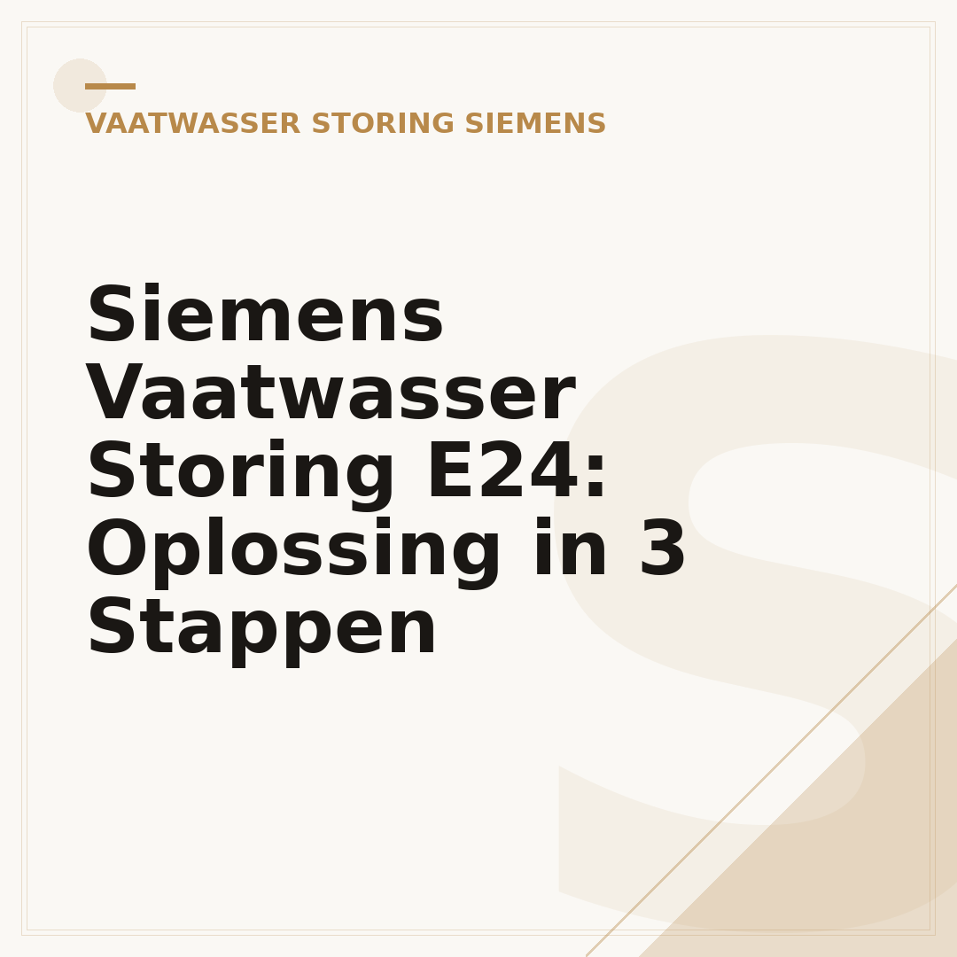Siemens Vaatwasser Storing E24: Oplossing in 3 Stappen