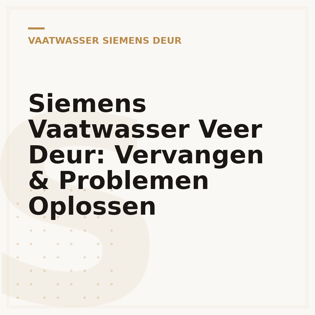Siemens Vaatwasser Veer Deur: Vervangen & Problemen Oplossen