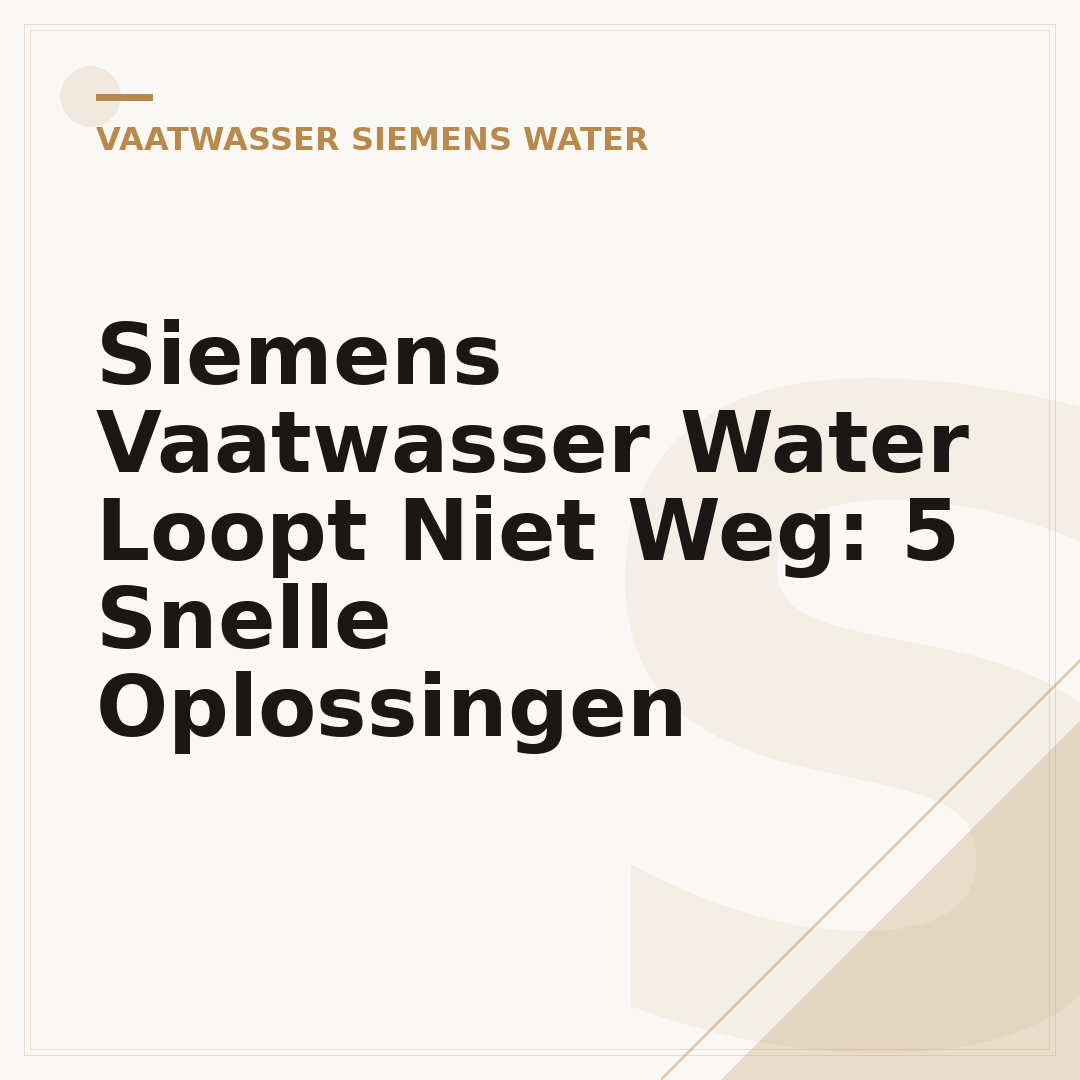 Siemens Vaatwasser Water Loopt Niet Weg: 5 Snelle Oplossingen